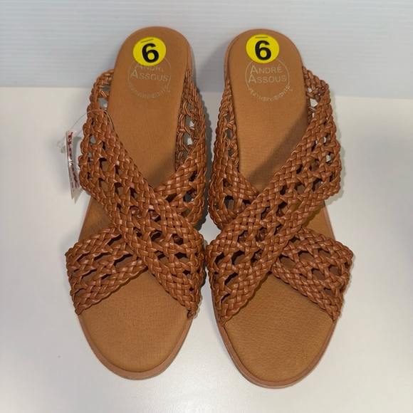 André Assous Bryana Women’s Woven Wedge Sandals Brown Size 9 M NEW - Picture 7 of 13